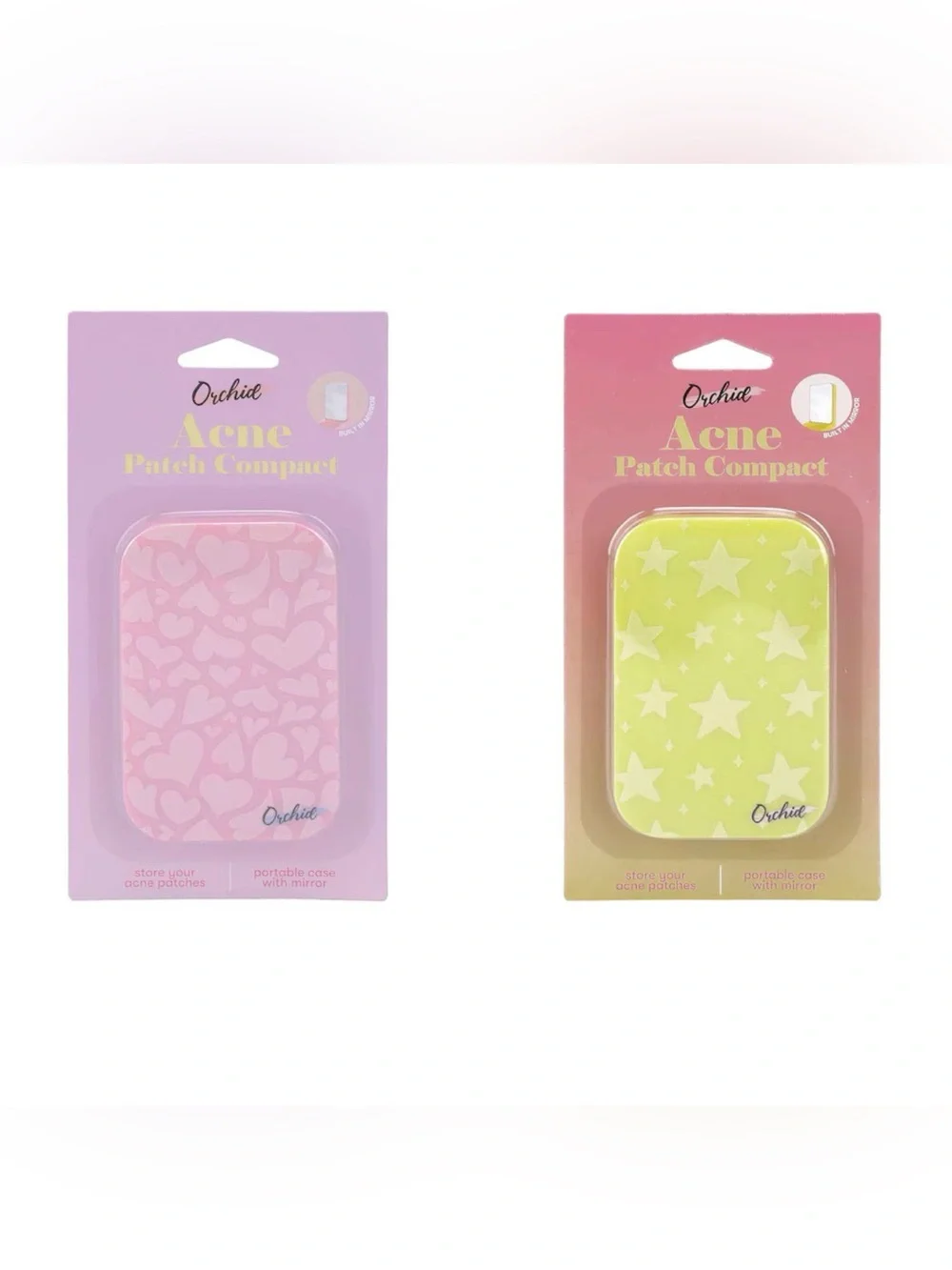 Acne Patch Compact Case with Mirror - Pink & Yellow